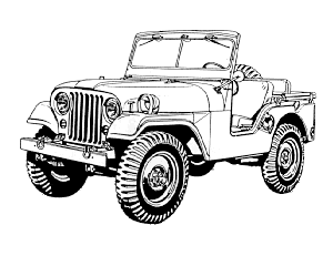 Willys Military Jeep Drawings Sketch Coloring Page